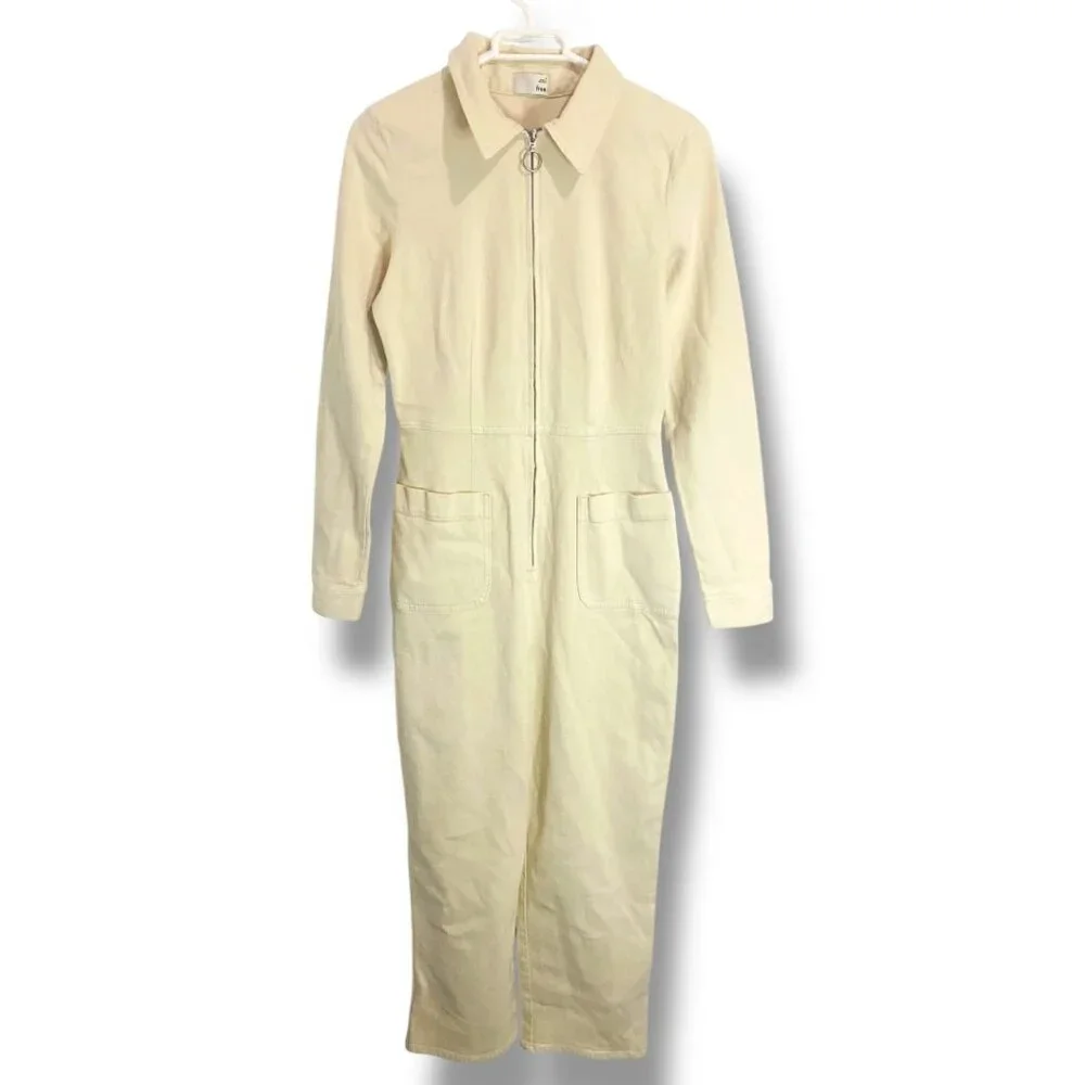 Wilfred Free Long Sleeve Collared Jumpsuit in Sandstone Beige–Made in Sri Lanka - Picture 3 of 17